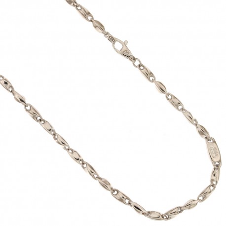 Halskette aus 18 Kt 750/1000 Weißgold mit polierter Hohlkette für Herren
