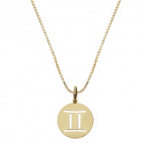 Yellow Gold 18k with Gemini Zodiac Sign Necklace