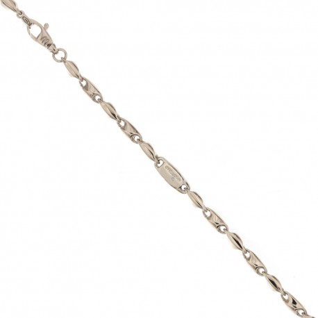 White gold 18k 750/1000 shiny man link chain bracelet