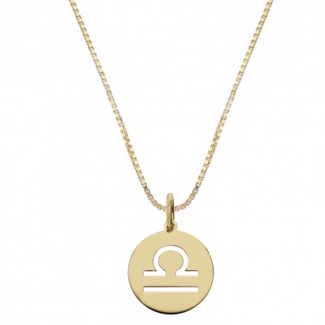 Yellow Gold 18k with Libra Zodiac Sign Necklace