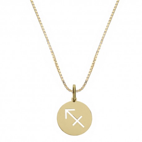 Yellow Gold 18k with Sagittarius Zodiac Sign Necklace