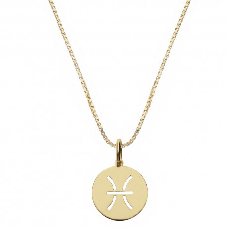 Yellow Gold 18k with Pisces Zodiac Sign Necklace