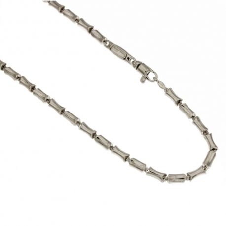 Pusty łańcuszek z 18-karatowego białego złota 750/1000, model w postaci bambusowej trzciny, polerowane wykończenie dla mężczyzn