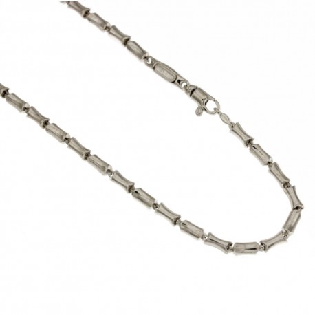 White gold 18k 750/1000 bamboo style shiny man link chain