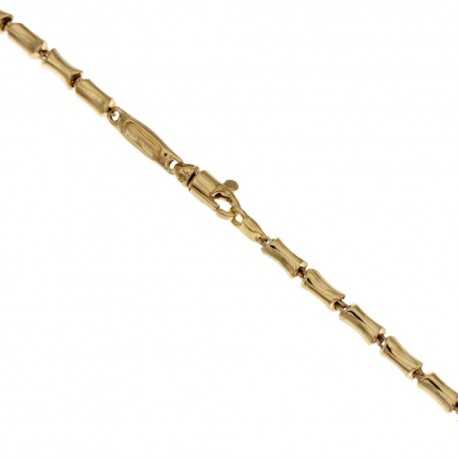18 Kt 750/1000 dzeltenā zelta rokassprādze ar tukšu ķēdi, bambusa spieķa modelis, pulēta vīriešu apdare