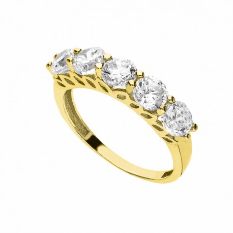 Veretta Ring i 18K gul guld med hvide zirkoner til kvinder