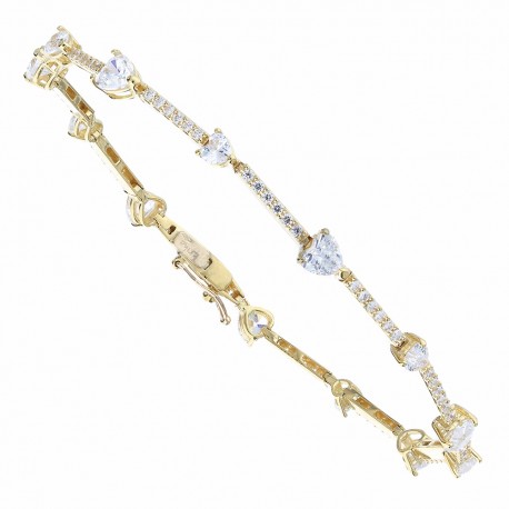 Yellow Gold 18 Kt with White Cubic Zirconia Tennis Bracelet