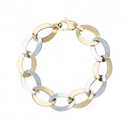 Bracelet chaîne en or jaune et blanc 18 carats pour femme
