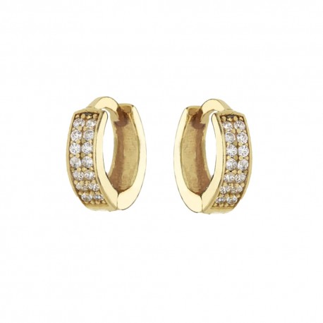 Yellow Gold 18k with White Cubic Zirconia Shiny Woman Earrings