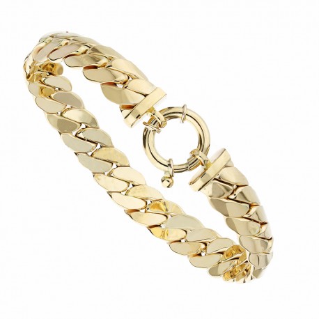 Yellow Gold 18k Shiny Flat Chain Woman Bracelet
