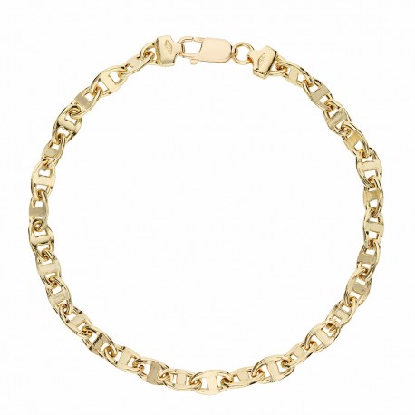 Bracelet chaîne plate en or jaune 18 carats pour homme
