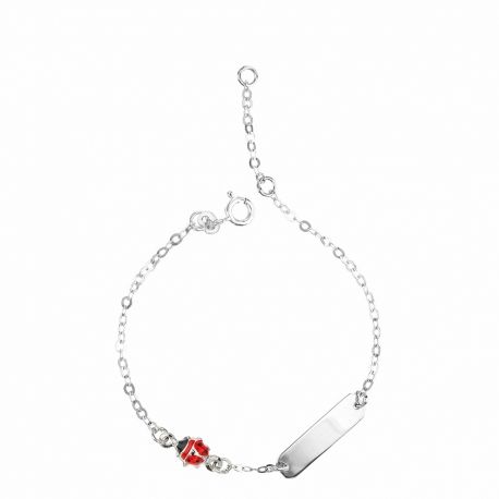 White Gold 18k with Enamelled Ladybugs Baby Bracelet