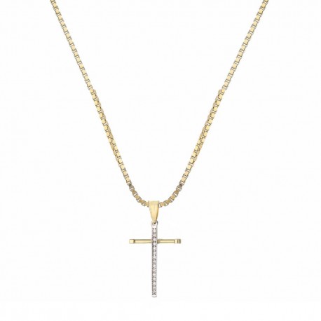 Yellow and White Gold 18k with Cross Men Necklace