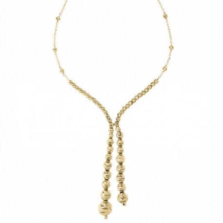 Halskette aus 18-karätigem Gelbgold mit Diamantkugeln für Damen