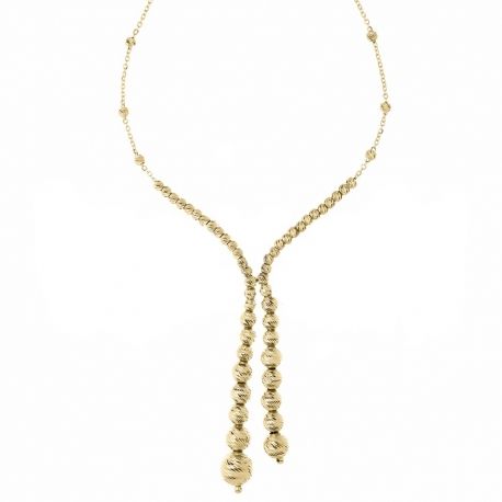 Yellow Gold 18k with Diamond cut Spheres Women Choker