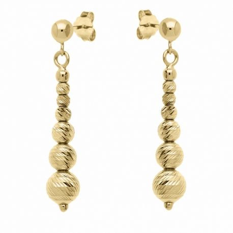 18K geelgouden oorbellen met hanger en diamanten bollen voor dames