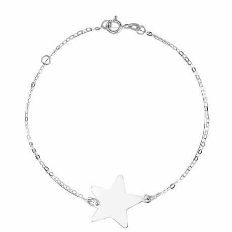 Bracelet chaîne en or blanc 18 carats avec étoiles pour femme