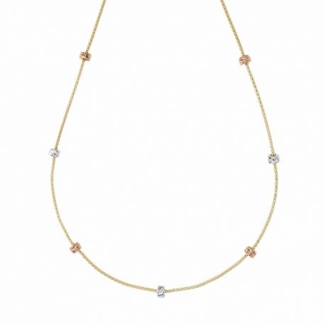 Collana in Oro Giallo Bianco e Rosa 18 Carati con Elementi Diamantati da Donna