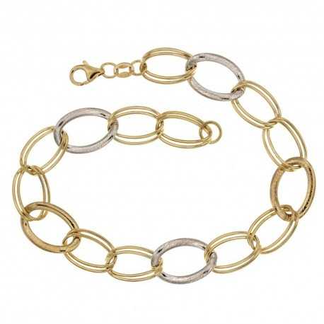 Bracelet en or 18 Kt 7500/1000 avec chaîne creuse polie et rayée