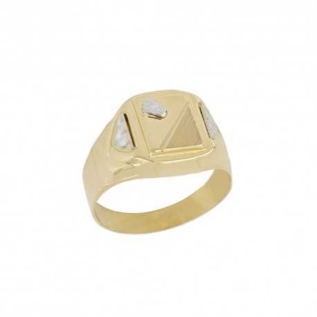 Ανδρικό δαχτυλίδι από κίτρινο και λευκό χρυσό 18 καρατίων