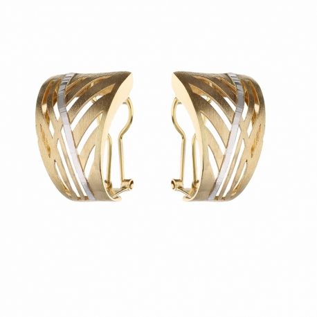 Polert og sateng 18K gult og hvitt gull øredobber for kvinner