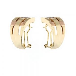 18K 黄金、白金和玫瑰金耳环，抛光缎面，适合女士
