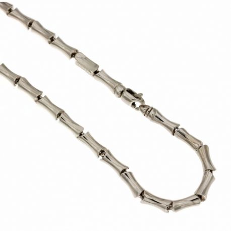 Tom kjede i 18 Kt 750/1000 hvitt gull, modell av bambusstokk, polert finish for menn