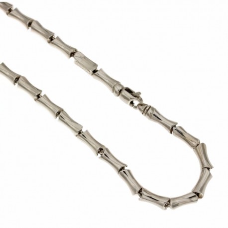 White gold 18k 750/1000 bamboo style shiny man link chain