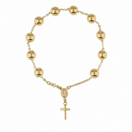 გაპრიალებული 18K ყვითელი ოქროს Rosary სამაჯური ქალებისთვის