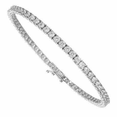 Pulseira de tênis em ouro branco 18K com zircônias brancas para mulheres