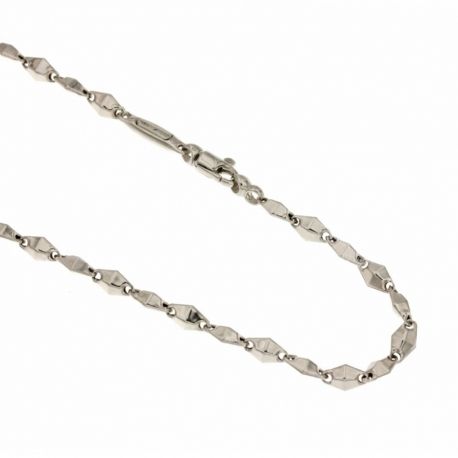 Doba ķēde no 18 Kt 750/1000 baltā zelta, rombveida modelis, pulēta vīriešu apdare