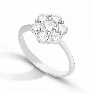 18K 白金单石戒指，镶嵌白色锆石，女士适用