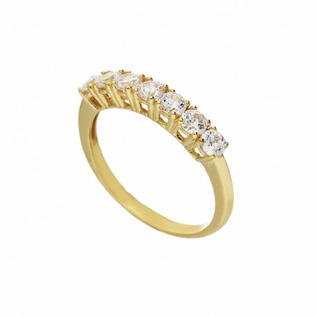 Veretta žiedas iš 18K geltono aukso su baltais cirkoniais moterims
