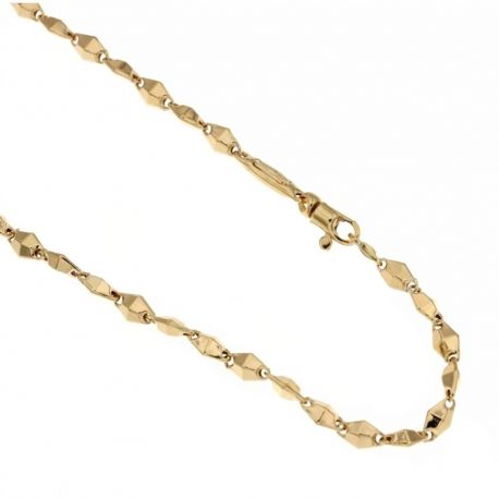 Hohlkette aus 18 Kt 750/1000 Gelbgold, Rautenmodell, polierte Oberfläche für Herren