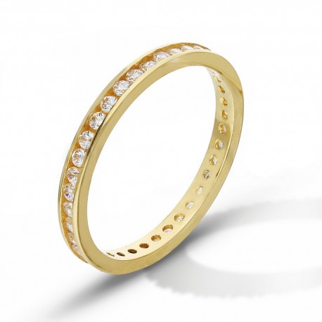 Δαχτυλίδι Veretta σε κίτρινο χρυσό 18 καρατίων με λευκά ζιργκόν για γυναίκες