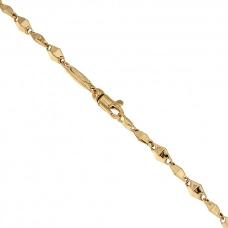 Yellow gold 18k 750/1000 shiny diamond shaped man link chain bracelet