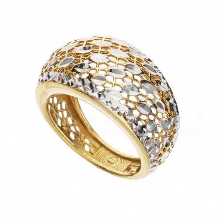 Γυαλισμένο δαχτυλίδι από κίτρινο και λευκό χρυσό 18 καρατίων για γυναίκες