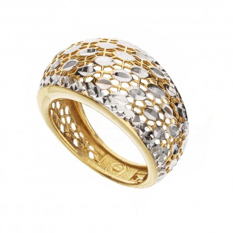 Prsten od poliranog 18K žutog i bijelog zlata za žene