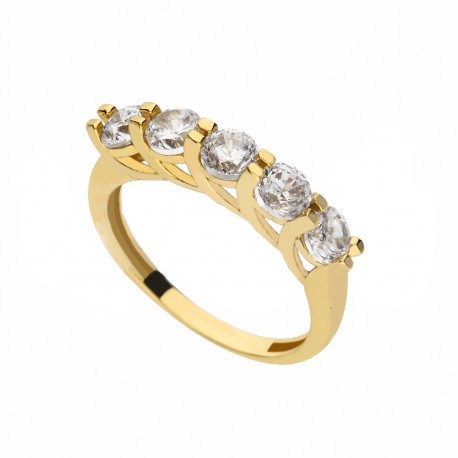 Dámský prsten Veretta z 18K žlutého zlata s bílými zirkony