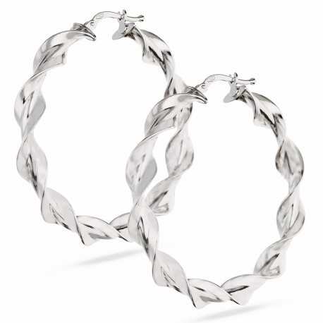 Γυναικεία σκουλαρίκια Torchon σε λευκό χρυσό 18 καρατίων