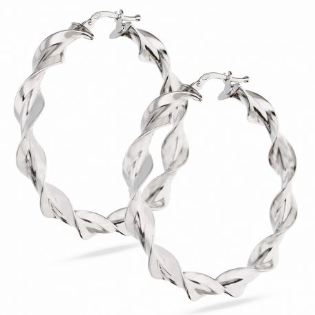 Créoles Torchon en or blanc 18 carats pour femme