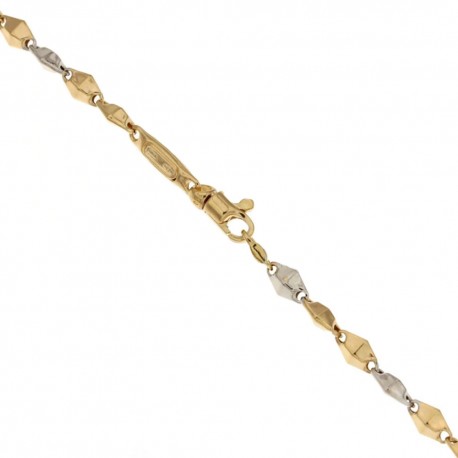 Bracelet en or jaune et blanc 18 Kt 750/1000 modèle losange, finition polie pour homme