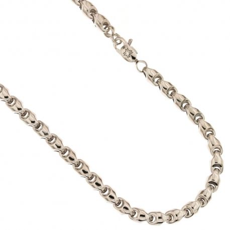 Cadena vacía en oro blanco de 18 Kt 750/1000, modelo tubular, de gancho, acabado pulido para hombre