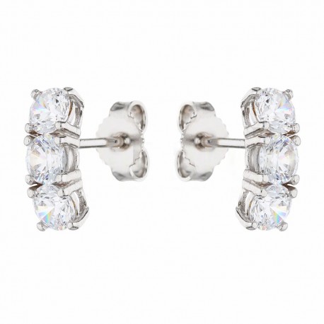 White Gold 18k Trilogy with White Cubic Zirconia Earrings