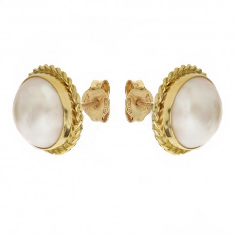 Pendientes de Oro Amarillo de 18K con Perlas para Mujer