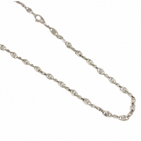 Šuplji lanac od 18 Kt 750/1000 bijelog zlata, romb model, polirana završna obrada za muškarce