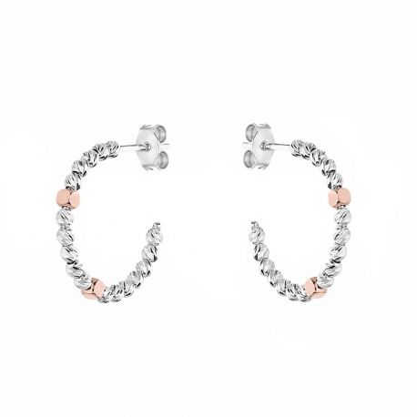 18K balto ir rožinio aukso auskarai moterims