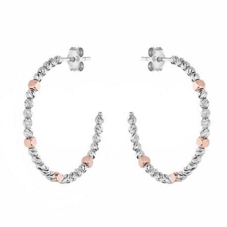 White and Rose Gold 18k Shiny Woman Earrings
