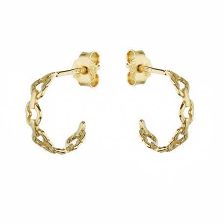Boucles d'oreilles créoles en or jaune 18 carats avec cœurs pour femme