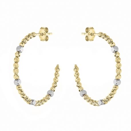 Boucles d'oreilles créoles en or blanc et jaune 18 carats pour femme